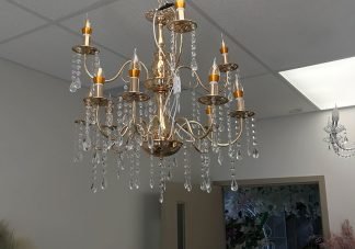 2 Tier Acrylic Crystals Gold Chandelier