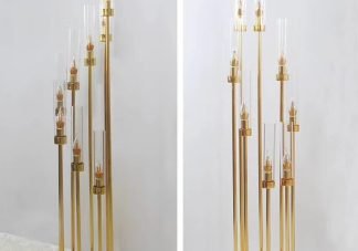 8 Head LED Gold Metal Stand Pillar