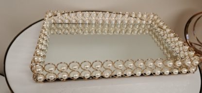 Crystal Gold Rectangular Mirror Tray 2