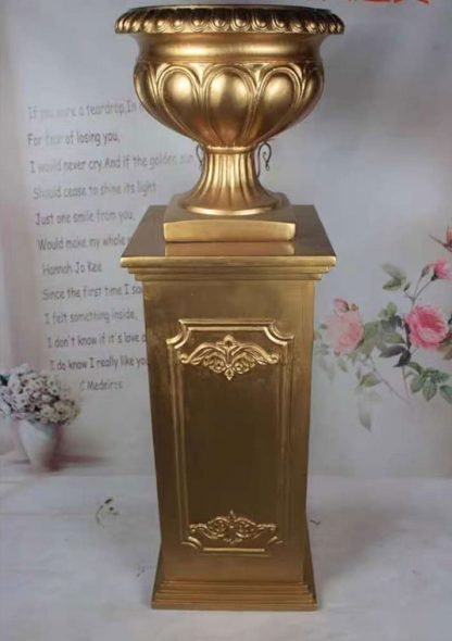 Gold Column Pedestal Pillar with Flower Vase Stand