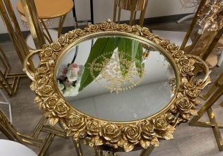 Gold Round Mirror Tray