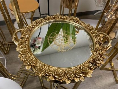 Gold Round Mirror Tray