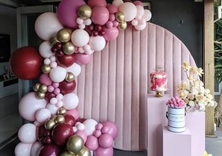 Round Pink Velvet Wall Backdrop 2