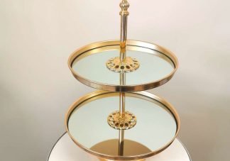 2 tiered mirror cake stand