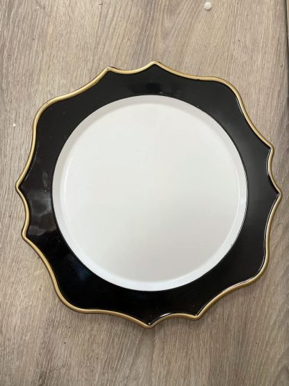 Black With Gold Rim Plastic Charger Plates