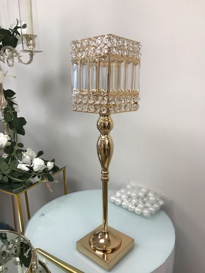 Gold Crystal Pillars Candle Holder 1