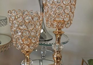 Gold Crystal Pillars Candle Holder