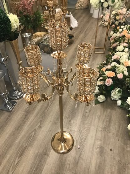 Gold Tall 5 Arms Candelabra