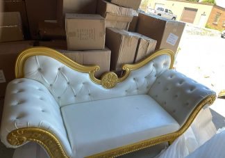 Luxury White Leather Wedding Sofa Couch Loveseat 2