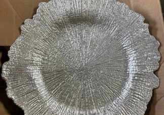 Round Reef Gold Plastic Charger Plates Silver