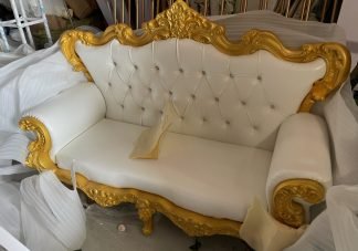 White and Gold Wedding Sofa Couch Loveseat