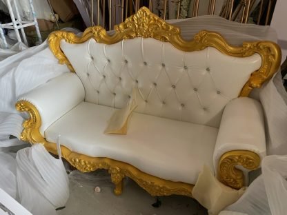 White and Gold Wedding Sofa Couch Loveseat