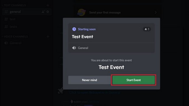 start discord event