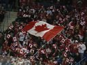 Fans root for Canada during the 2010 world junior hockey championship in Saskatoon.