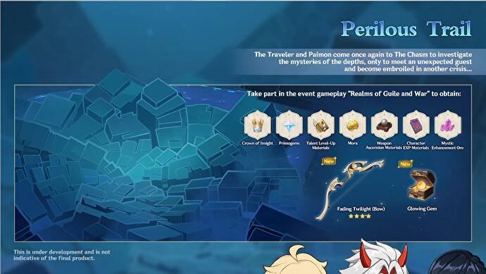 The perilous trail event in Genshin Impact version 2.7