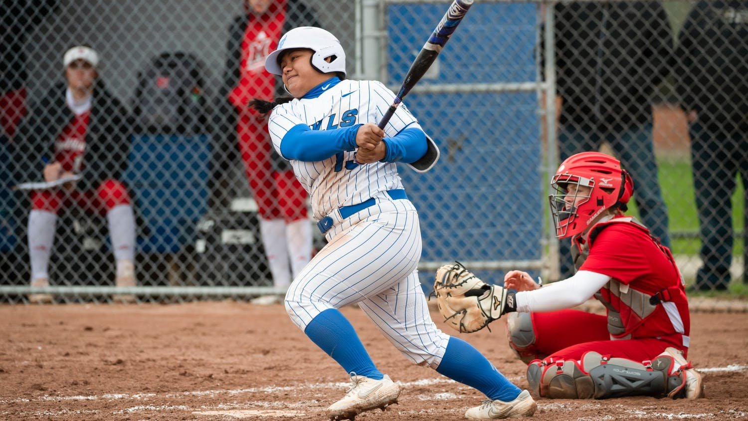 Graduate student utility player Anna Aguon connects with a pitch during a recent game against Miami (OH).