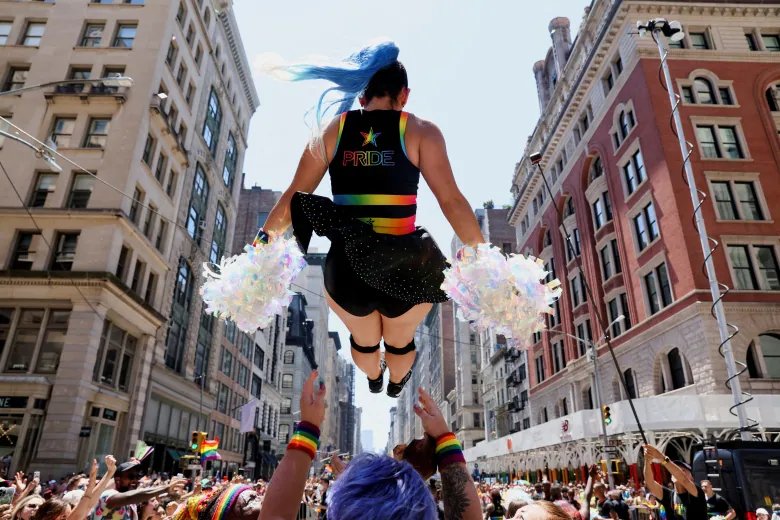 A person performs during the 2022 NYC Pride parade, in New York City, New York , U.S., June 26, 2022. REUTERS/Brendan McDermid     TPX IMAGES OF THE DAY