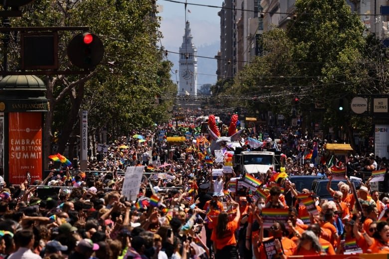 A general view of the 2022 San Francisco Pride parade, in San Francisco, California, U.S., June 26, 2022.