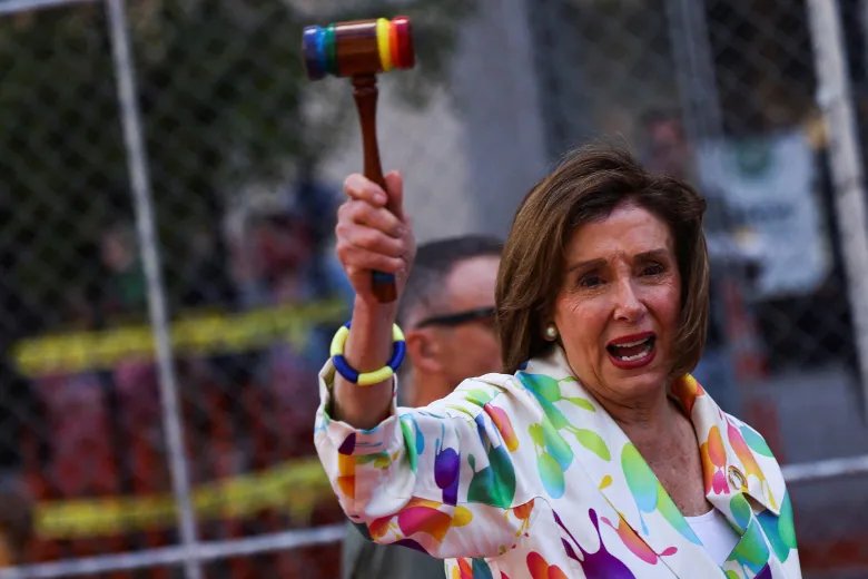 U.S. Speaker of the House Nancy Pelosi (D-CA) takes part in the 2022 San Francisco Pride parade, in San Francisco, California, U.S., June 26, 2022. REUTERS/Carlos Barria