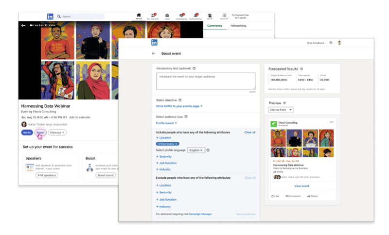 LinkedIn Events boosting